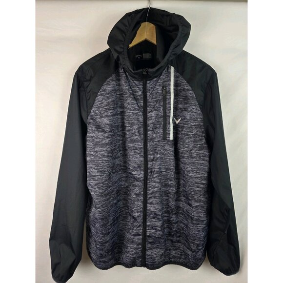 Callaway Jacket Men's Size Medium Gray Mesh Lined Full Zip Windbreaker Hooded - Picture 12 of 12